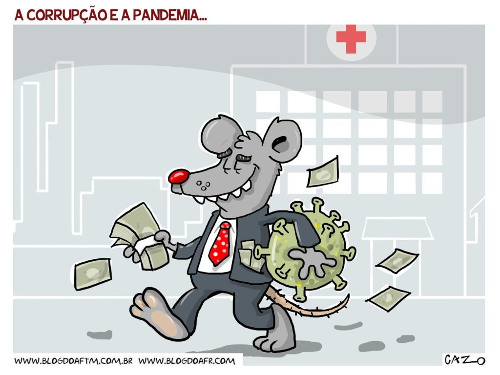 Charge: A corrupção e a pandemia. -